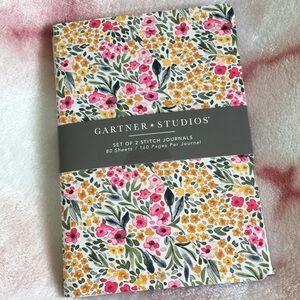Gartner Studios Floral Stitched Writers Journals Set of Two NWT 160pg x2 6x8.5”
